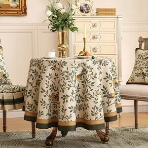 Patdrea Designer Floral Linen Table Cloth Round 67"